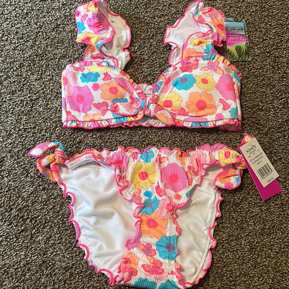 BREAKING WAVES WOMEN’S FLORAL BIKINI SWIMSUIT: NEW WITH TAGS: SIZE SMALL